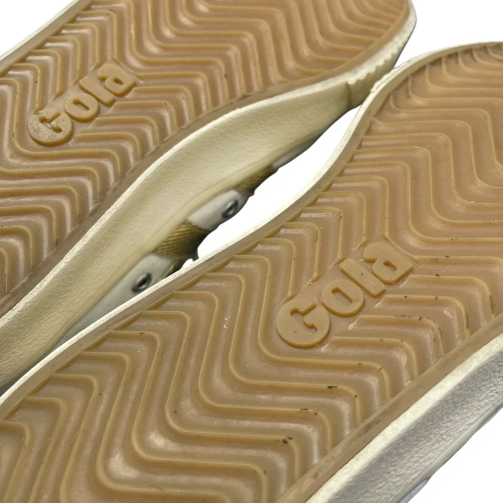 Gola Women's Tennis Mark Cox Sneakers in Off-White and Gold Preppy Casual Sporty